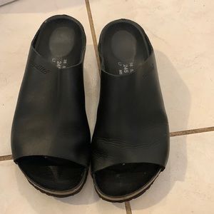 Birkenstock Papillio Debby Leather Slip-on Peep Toe Wedge Sandal Size 38/7-7.5